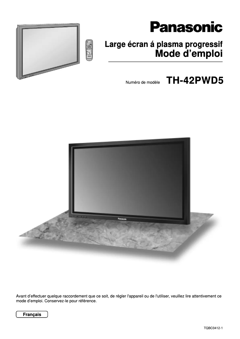 Page 1 de la notice Manuel utilisateur Panasonic TH-42PWD5EX