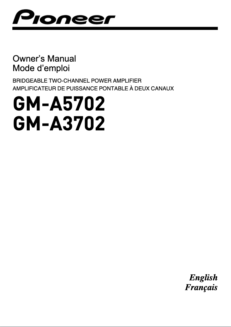 Page n°1 - Manuel utilisateur Pioneer GM-A5702