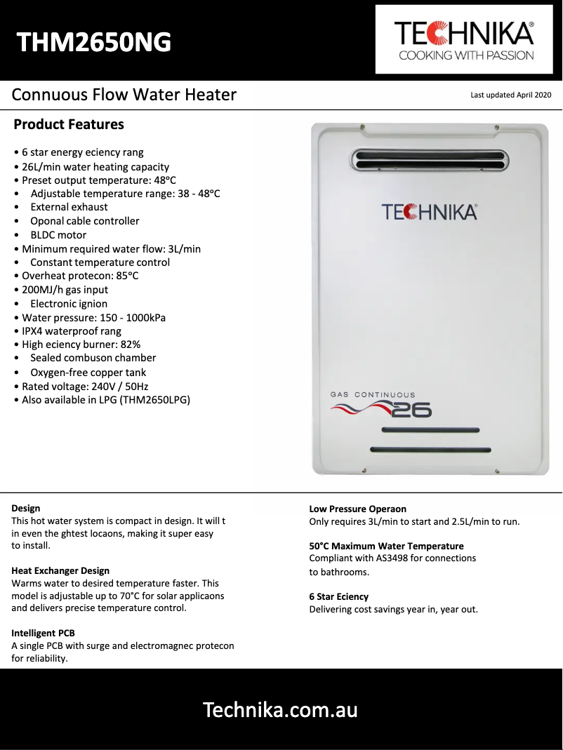 Page n°1 - Fiche technique Technika THM2650NG