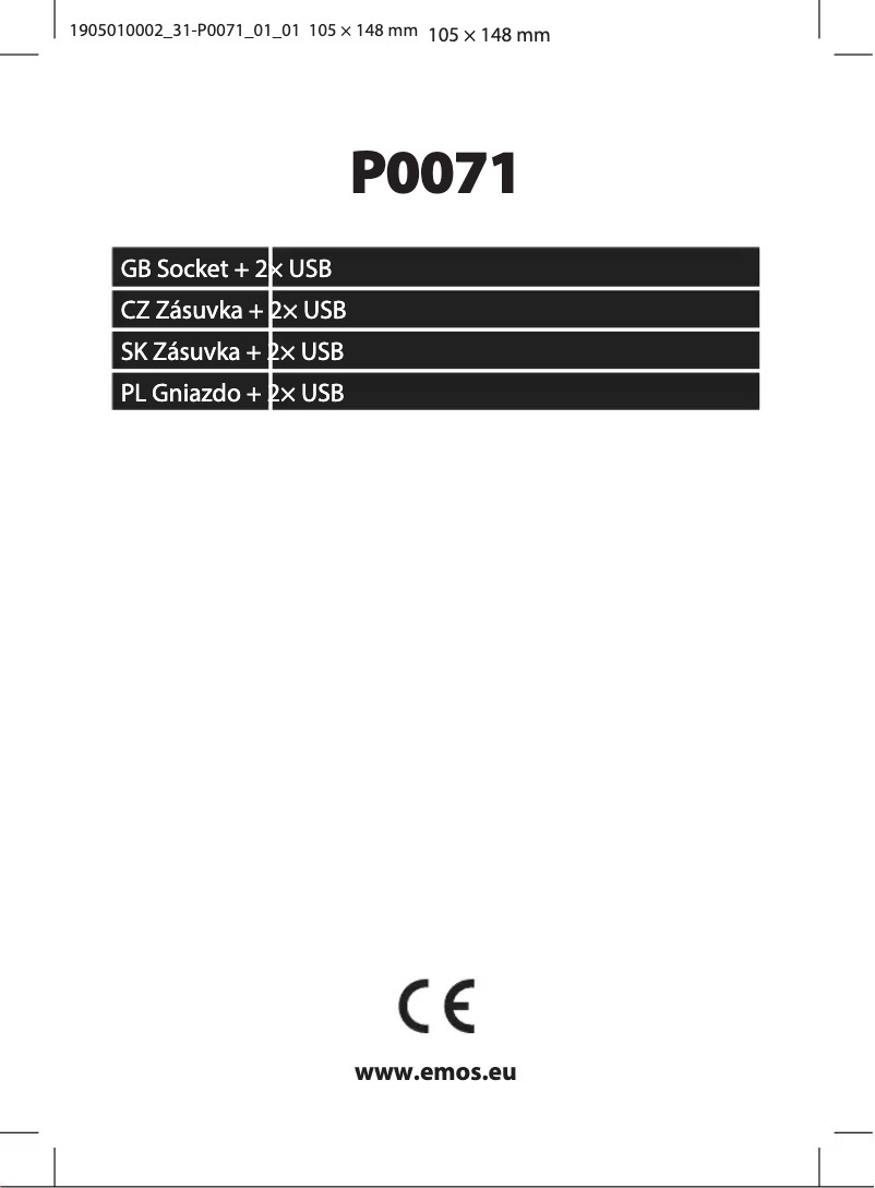 Page 1 de la notice Manuel utilisateur Emos P0071