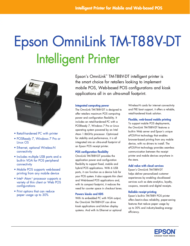 Página 1 del manual Ficha técnica Epson TM-T88V