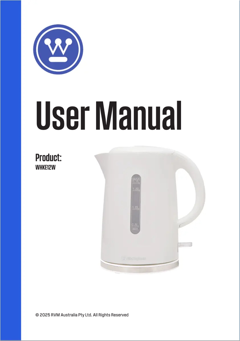 Page 1 de la notice Manuel utilisateur Westinghouse WHKE12W