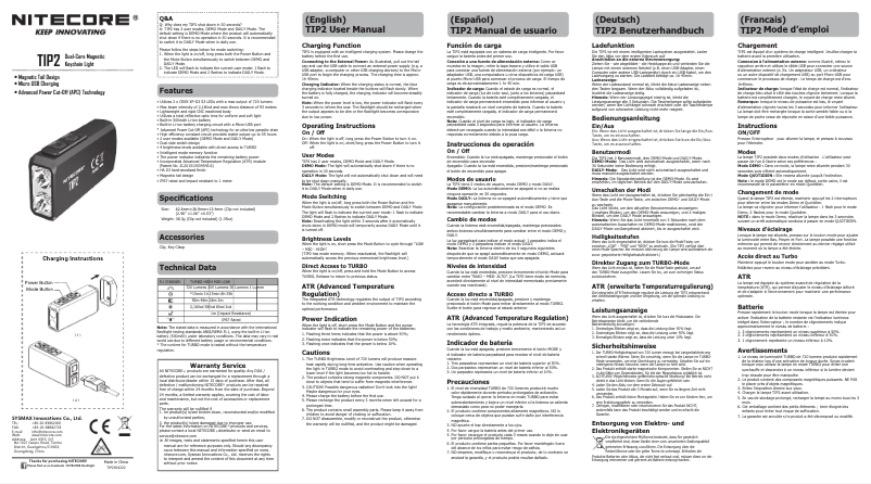 Page n°1 - Manuel utilisateur Nitecore TIP2