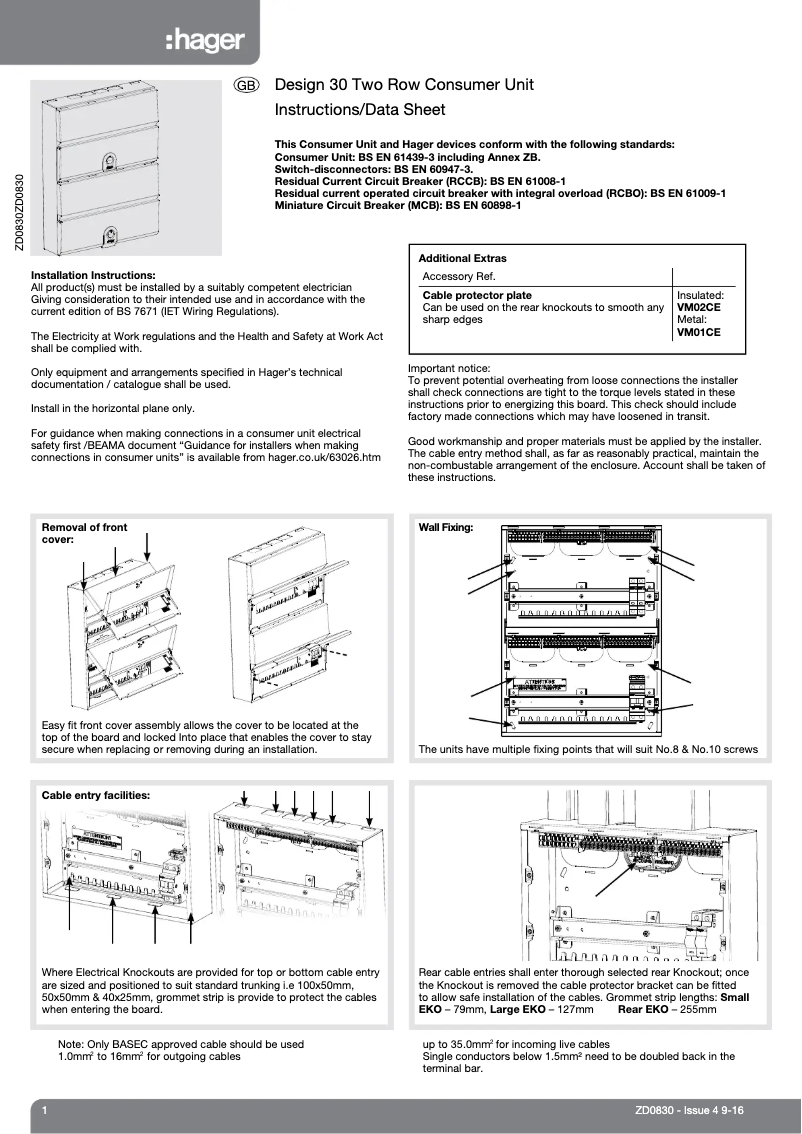 Page 1 de la notice Manuel utilisateur Hager VM10606K