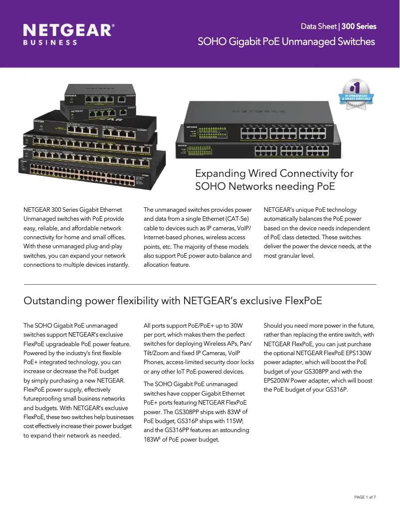 Page n°1 - Fiche technique Netgear GS316PP