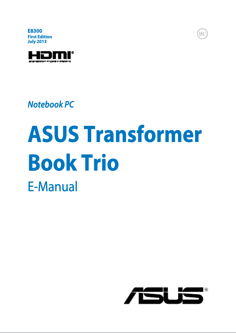 Image de la première page du manuel de l'appareil Transformer Book Trio TX201LA