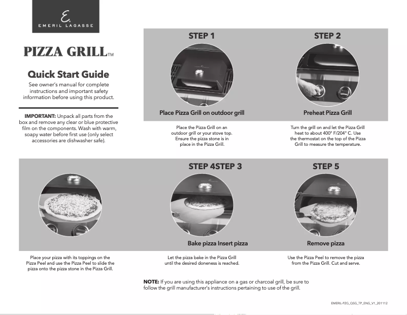 Page 1 de la notice Guide de démarrage rapide Emeril Lagasse SB-PB-01