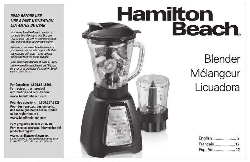 Page n°1 - Manuel utilisateur Hamilton Beach 58242