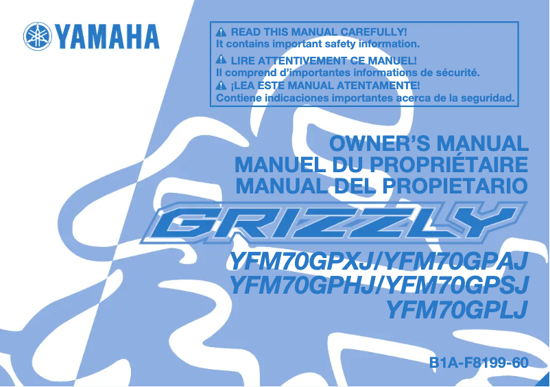 Image de la première page du manuel de l'appareil Grizzly 700 (2018)