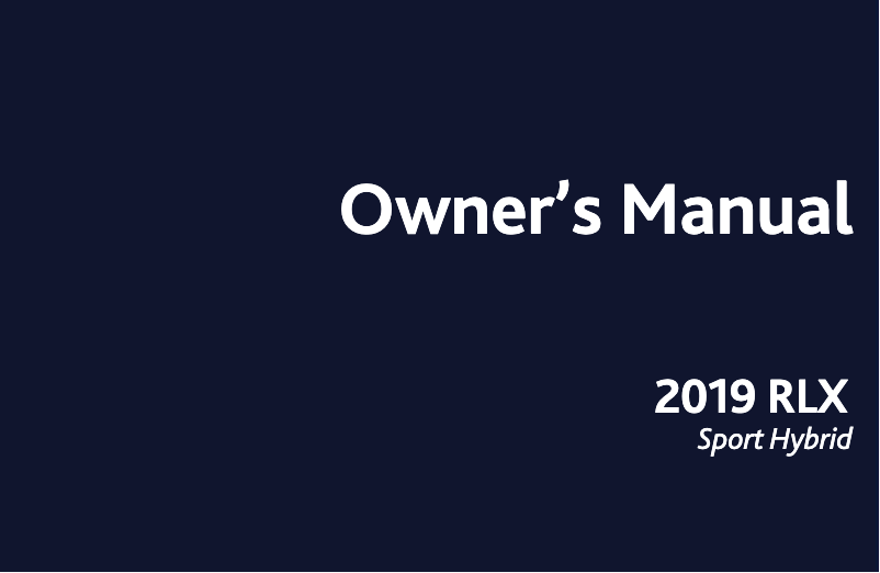 Página 1 del manual Manual de usuario Acura RLX Sport Hybrid (2019)