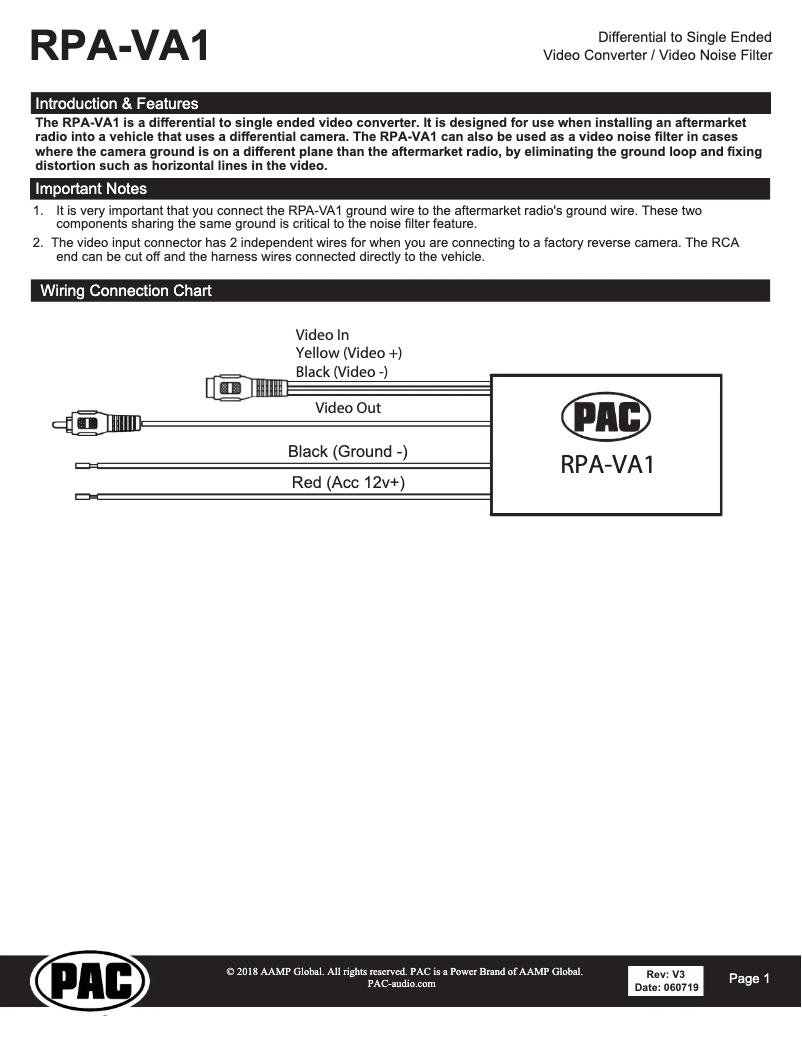 Página 1 del manual Manual de usuario PAC RPA-VA1
