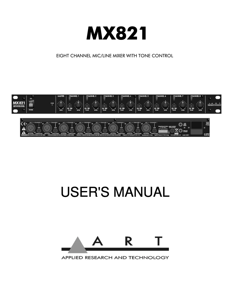 Page n°1 - Manuel utilisateur ART MX821