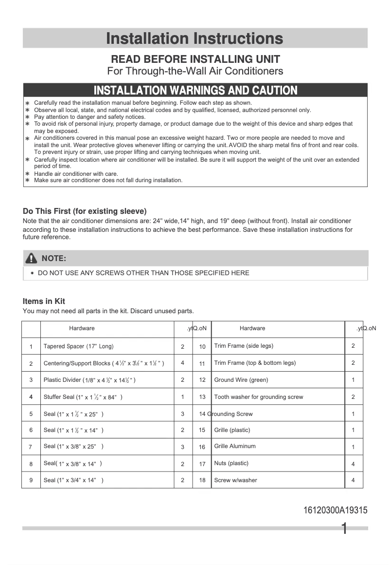 Image de la première page du manuel de l'appareil FHTC103WA2