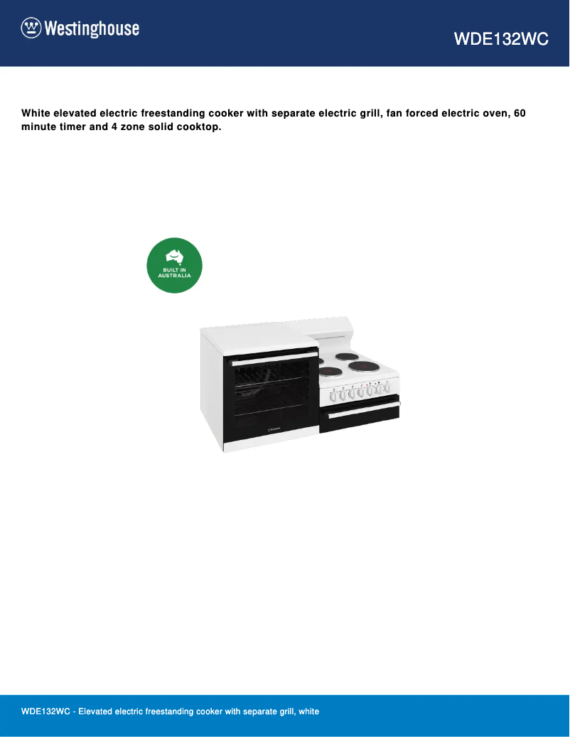 Image de la première page du manuel de l'appareil WDE132WC