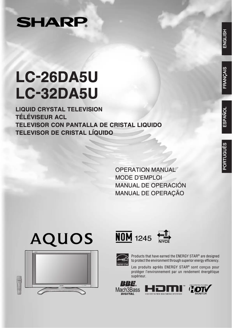 Image de la première page du manuel de l'appareil Aquos LC-32DA5U