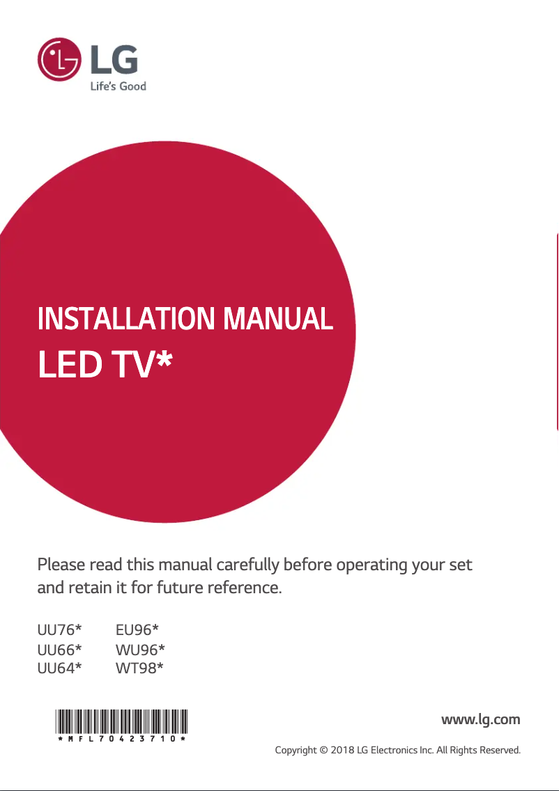 Image de la première page du manuel de l'appareil 55UU640C