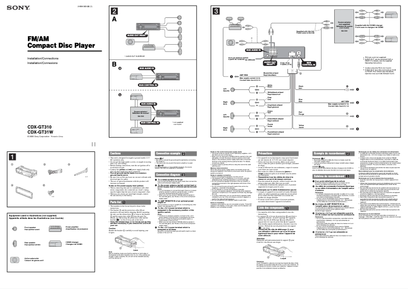 Página 1 del manual Guía de instalación Sony CDX-GT31W