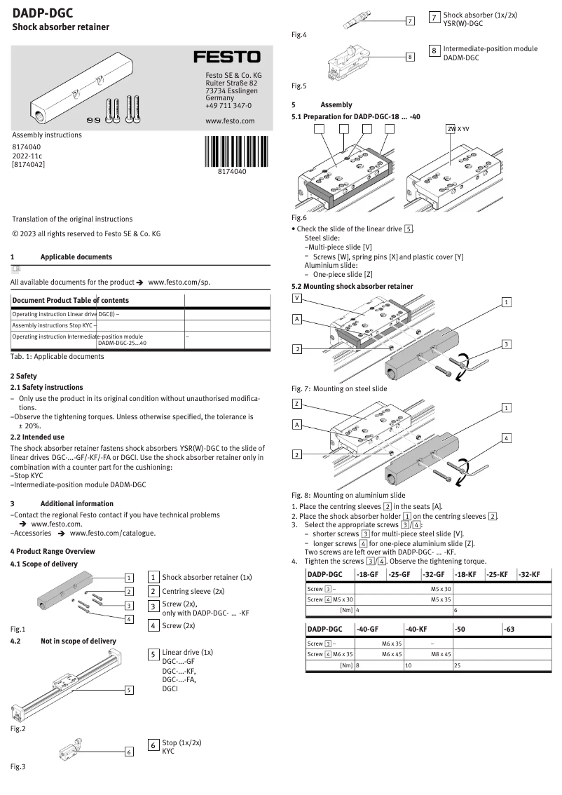 Image de la première page du manuel de l'appareil DADP-DGC-40-GF