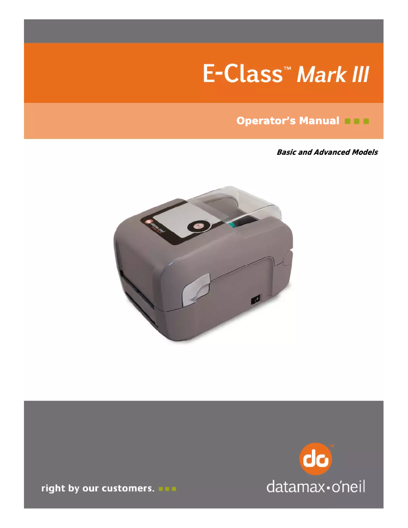 Page n°1 - Manuel utilisateur Datamax O'Neil Mark III E-4204B