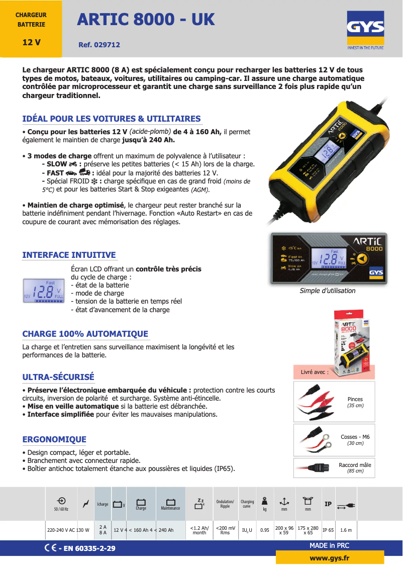 Page n°1 - Fiche technique GYS Artic 8000