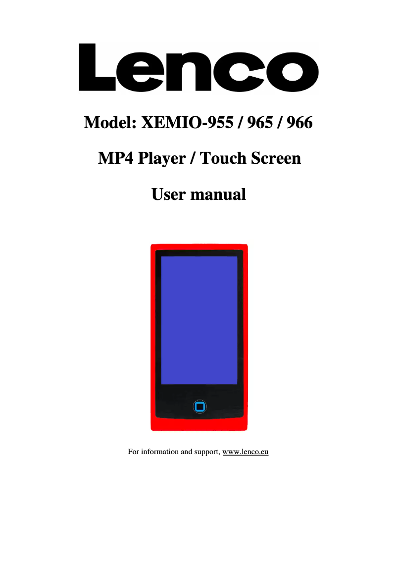 Page n°1 - Manuel utilisateur Lenco Xemio 966