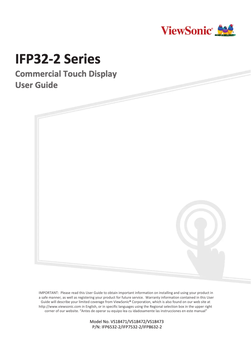 Page 1 de la notice Manuel utilisateur Viewsonic IFP7532-2