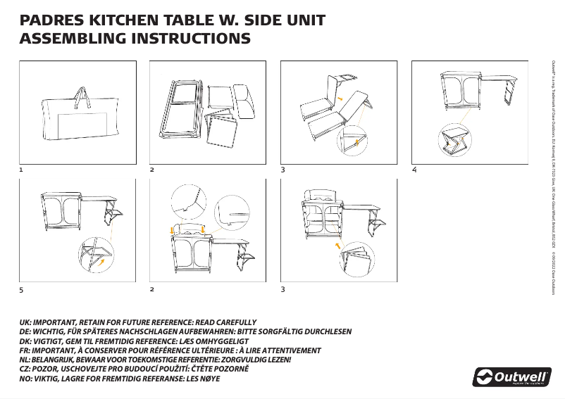 Page 1 de la notice Manuel utilisateur Outwell Padres