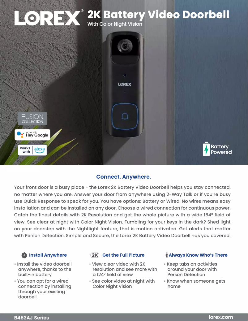 Page n°1 - Fiche technique Lorex B463AJDB-E