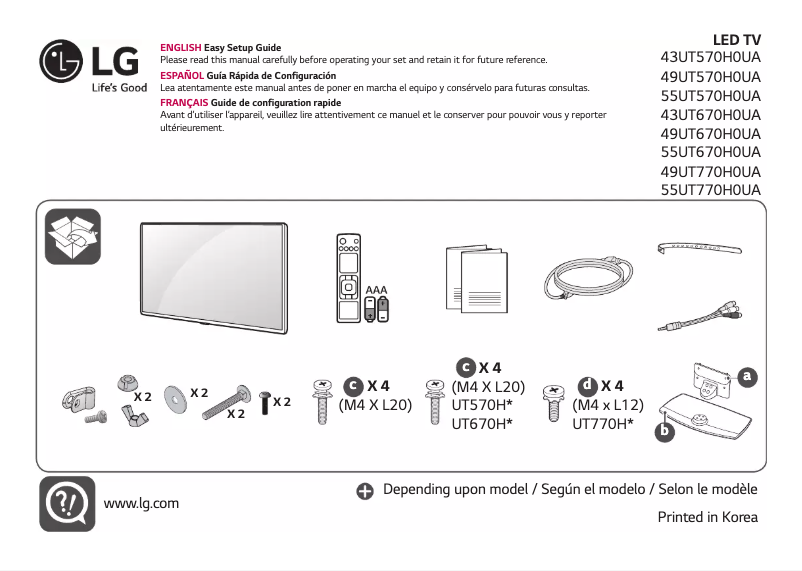 Imagen de la primera página del manual del dispositivo 55UT770H