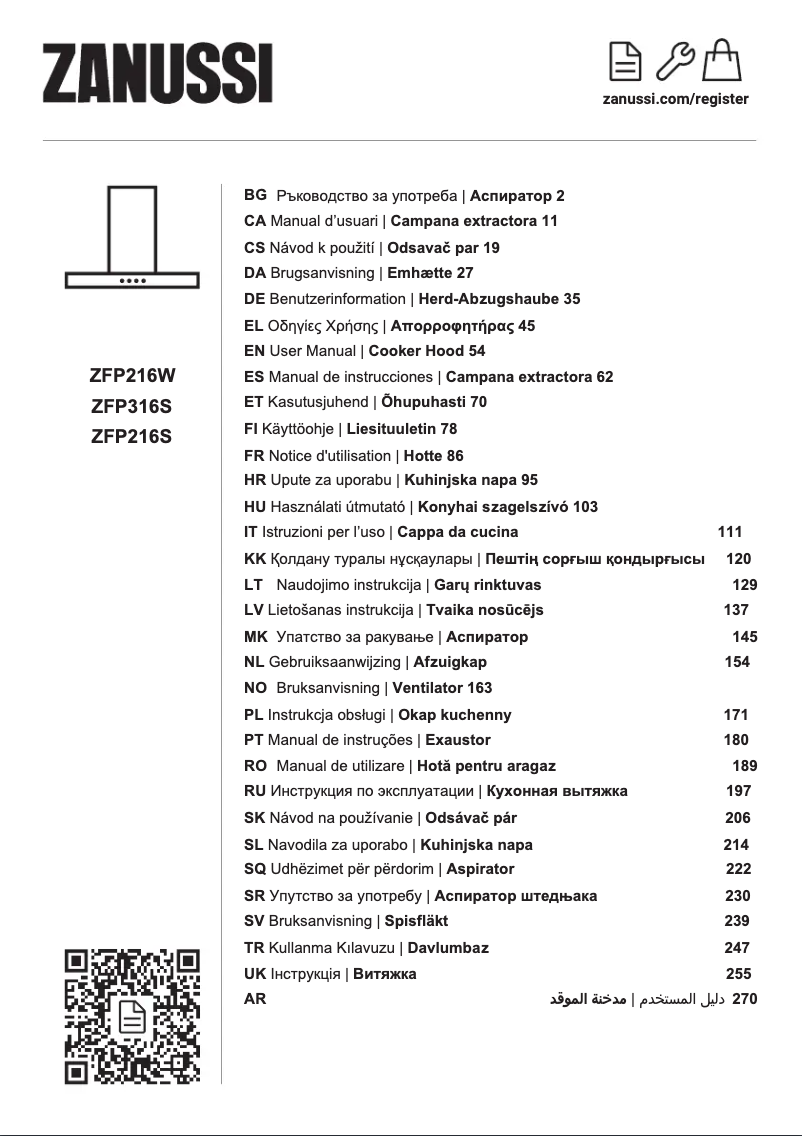 Page n°1 - Manuel utilisateur Zanussi ZFP216S