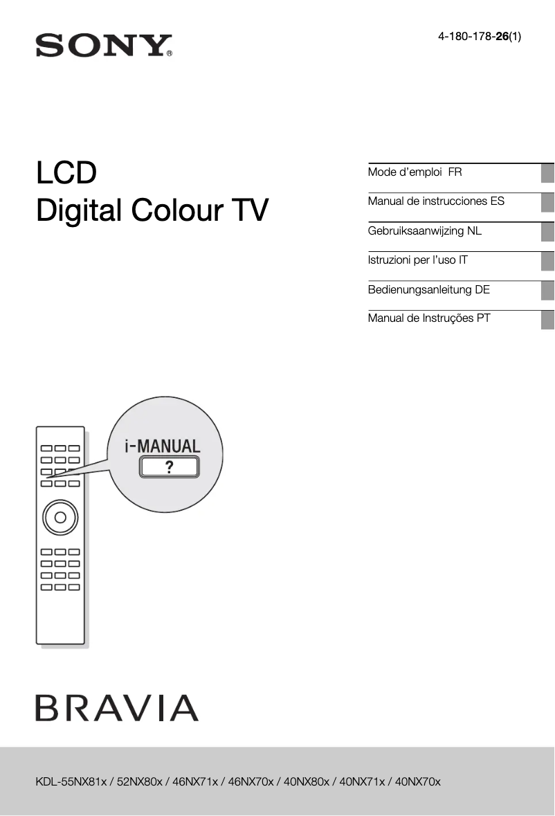 Image de la première page du manuel de l'appareil Bravia KDL-40NX710