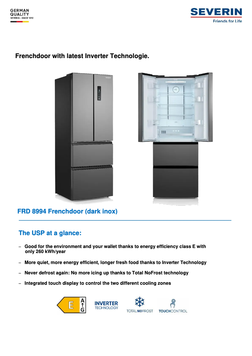 Page n°1 - Fiche technique Severin FRD 8994