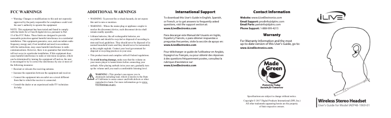 Page n°1 - Manuel utilisateur iLive IAEP48B