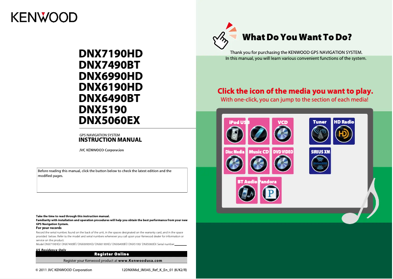 Page n°1 - Manuel utilisateur Kenwood DNX6190HD