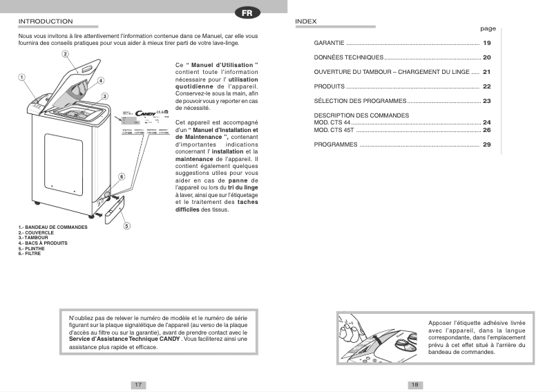 Page n°1 - Manuel utilisateur Candy LBCTS45T UNI