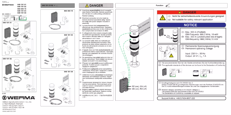Page 1 de la notice Manuel utilisateur Werma 64919102