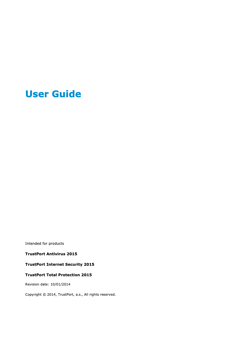 Page n°1 - Manuel utilisateur TrustPort Total Protection 2015