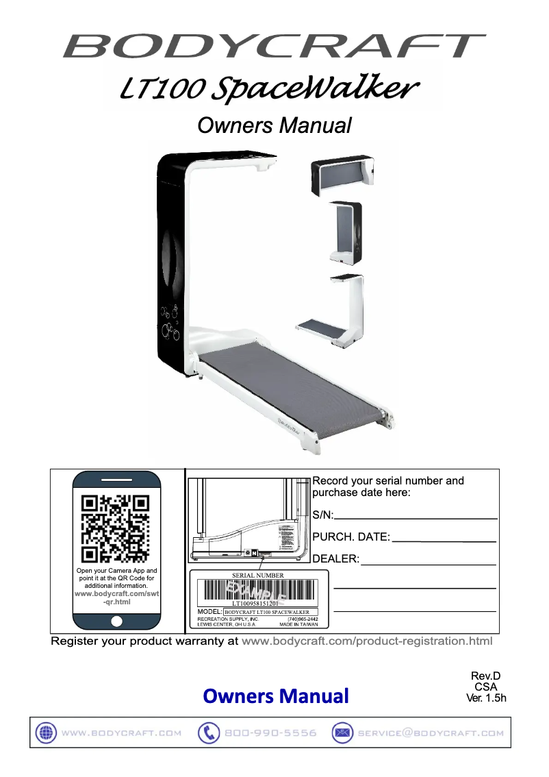 Page n°1 - Manuel utilisateur BodyCraft SpaceWalker