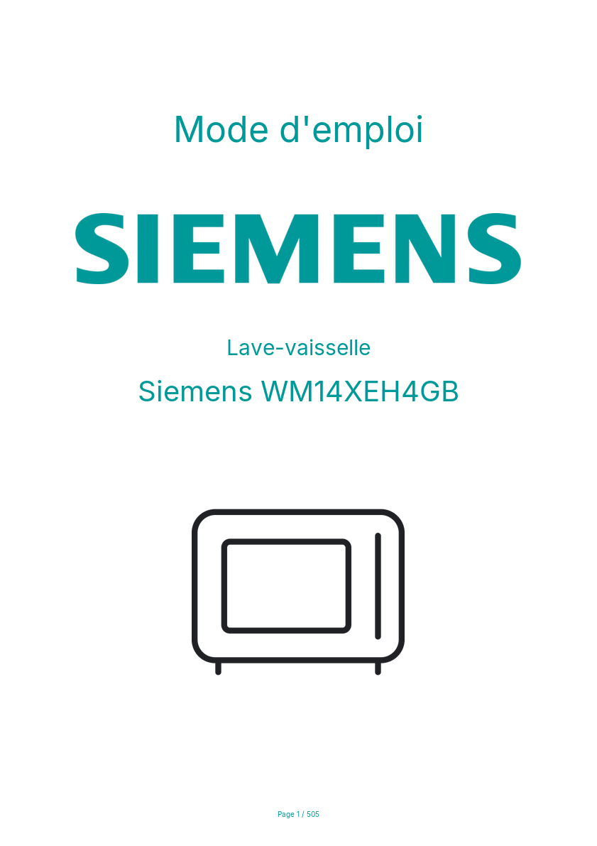 Page n°1 - Mode d'emploi Siemens WM14XEH4GB