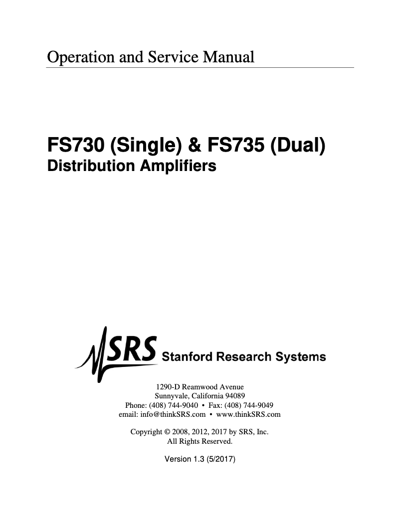 Image de la première page du manuel de l'appareil FS730