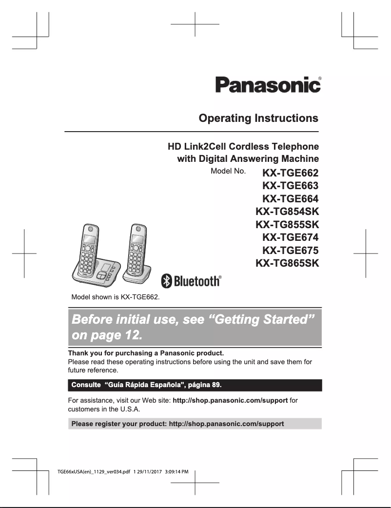 Page 1 de la notice Manuel utilisateur Panasonic KX-TG865SK