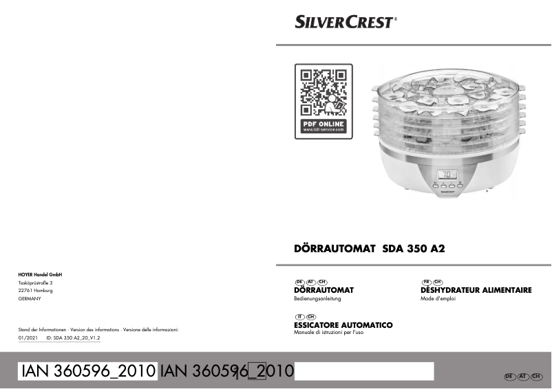 Page 1 de la notice Manuel utilisateur SilverCrest SDA 350 A2