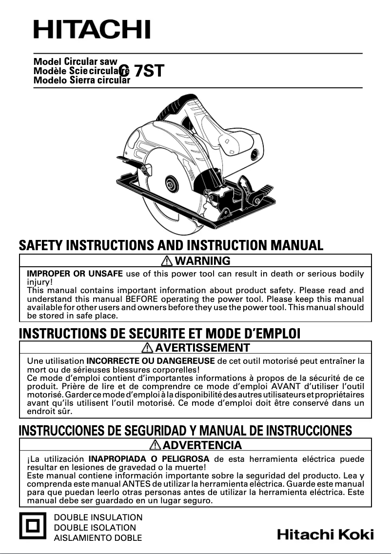 Page n°1 - Manuel utilisateur Hitachi C 7ST