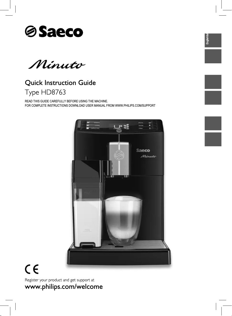 Image de la première page du manuel de l'appareil Saeco Minuto HD8763