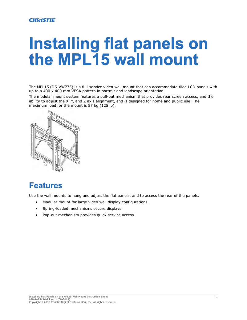 Page n°1 - Manuel utilisateur Christie MPL15