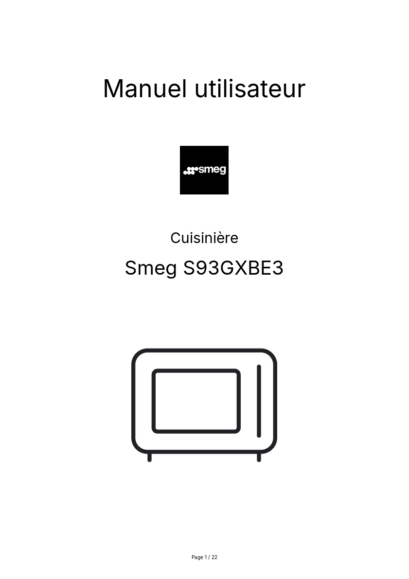 Page n°1 - Manuel utilisateur Smeg S93GXBE3