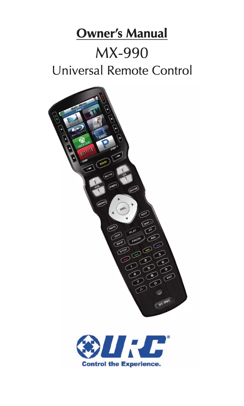 Page 1 de la notice Manuel utilisateur Universal Remote Control MX-990