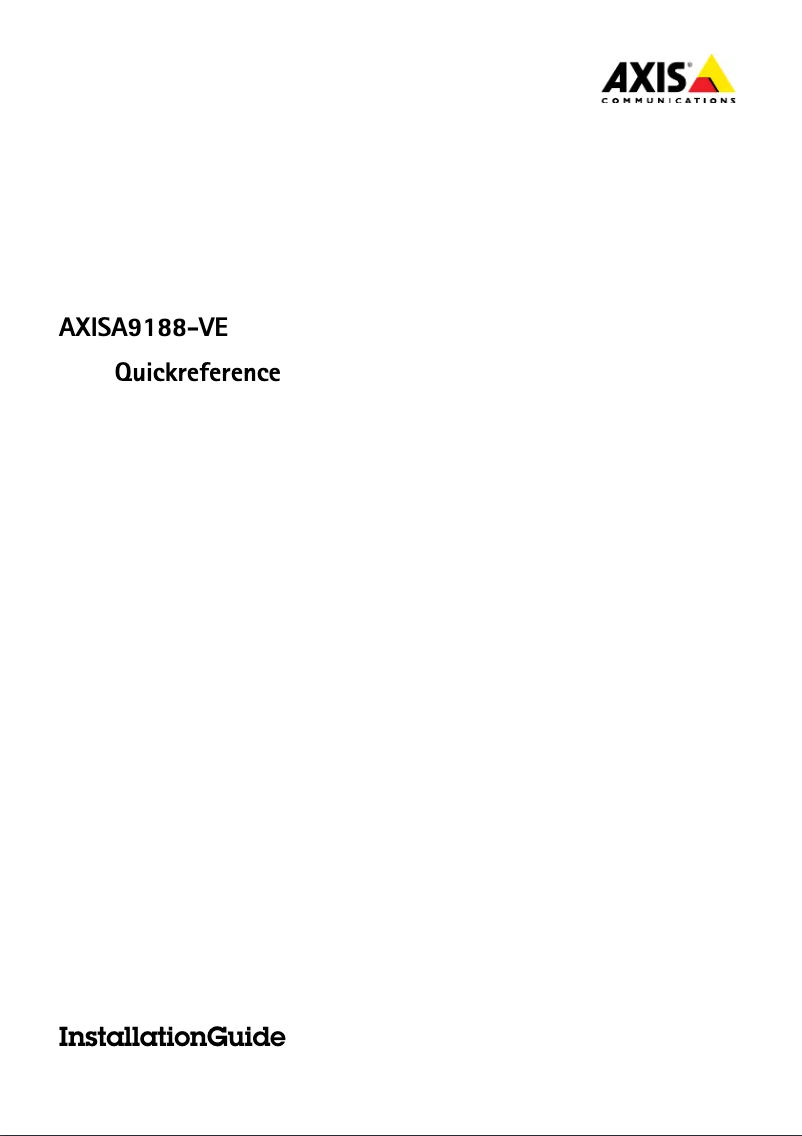 Page n°1 - Manuel utilisateur Axis A9188-VE