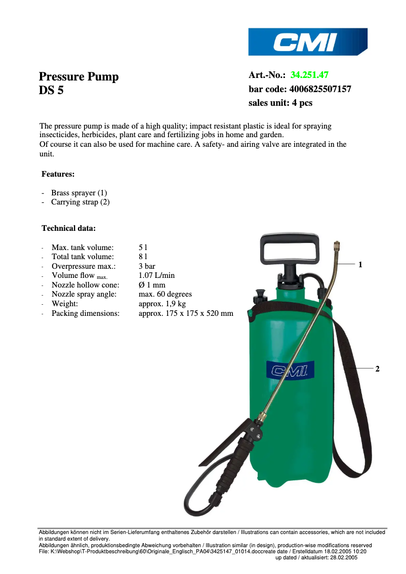 Page n°1 - Fiche technique CMI DS 5