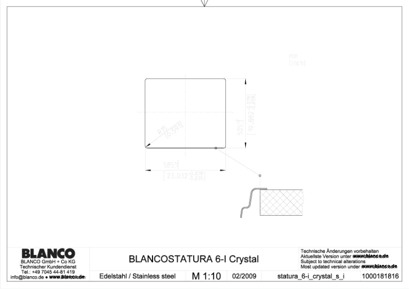 Page n°1 - Manuel utilisateur BLANCO STATURA 6-I CRYSTAL